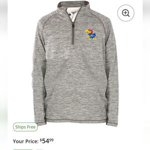 University of Kansas jayhawks youth matthew raglan track jacket quarter zip gray
